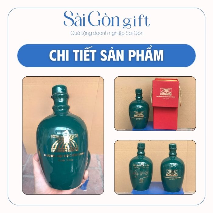 Chi tiết bình rượu bát tràng in logo thương hiệu