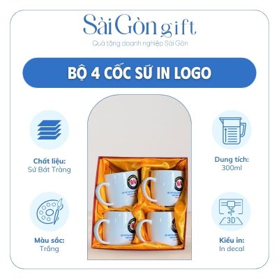 Đặc điểm bộ cốc sứ in logo
