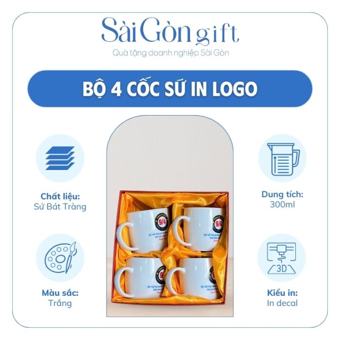 Đặc điểm bộ cốc sứ in logo