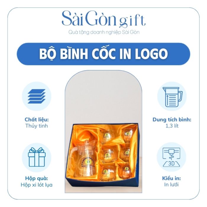 Các thông tin nổi bật của bộ cốc thủy tinh in logo