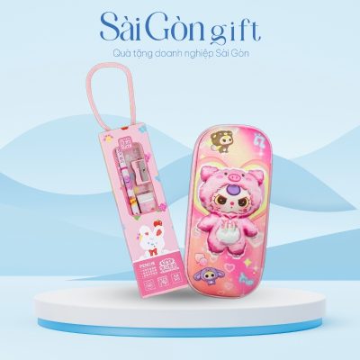 Bộ Dụng Cụ Học Tập 2 Món Hộp Bút Và Bút Chì In Logo Quà Tặng Giáo Dục SG-HB02