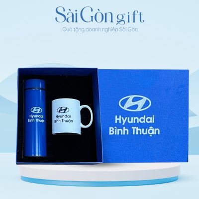 Bộ Giftset 2 Món Bình Giữ Nhiệt & Cốc Sứ In Logo Quà Tặng Khách Hàng SG-GS13