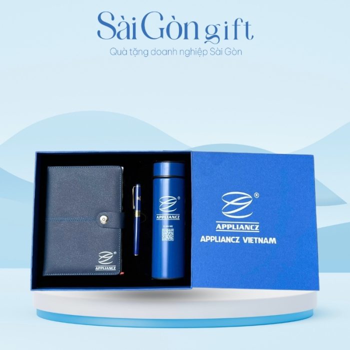 Bộ Giftset 3 Món Sổ Da, Bút Ký Và Bình Giữ Nhiệt In Logo Quà Tặng Đối Tác SG-GS15