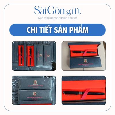 Bút Ký Đen Khoen Vàng Họa Tiết Tổ Ong In Logo Quà Tặng Đối Tác SG-BK01