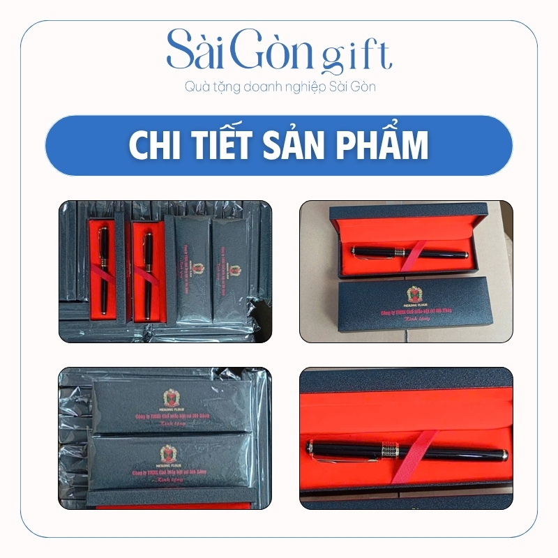Bút Ký Đen Khoen Vàng Họa Tiết Tổ Ong In Logo Quà Tặng Đối Tác SG-BK01