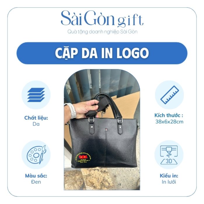 Thông tin nổi bật cặp da in logo