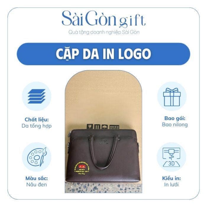 Thông tin chi tiết cặp da in logo