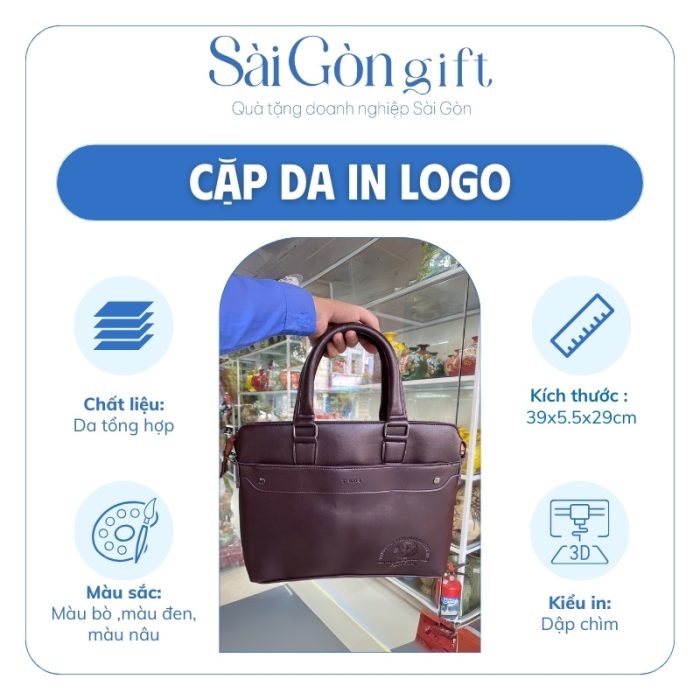 Thông tin cụ thể cặp da quà tặng in logo