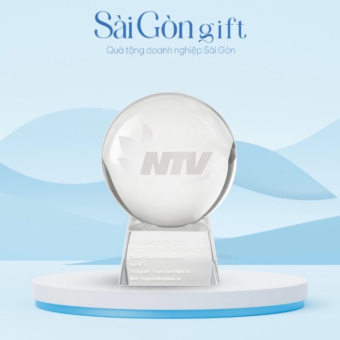 Biểu Trưng Cầu Pha Lê In Logo Đài Truyền Hình Nghệ An Quà Tặng Hội Nghị SG-KNC08