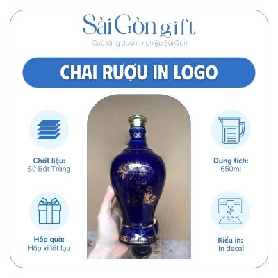 Thông tin cụ thể chai rượu quà tặng in logo