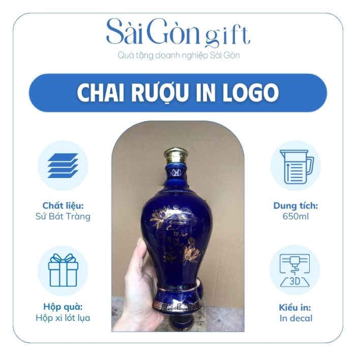 Thông tin cụ thể chai rượu quà tặng in logo