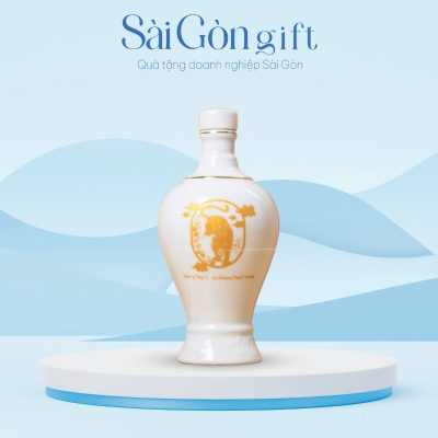 Chai Rượu Bát Tràng Dáng Bầu Cổ Cao In Logo Quà Tặng Khách Hàng SG-CR012