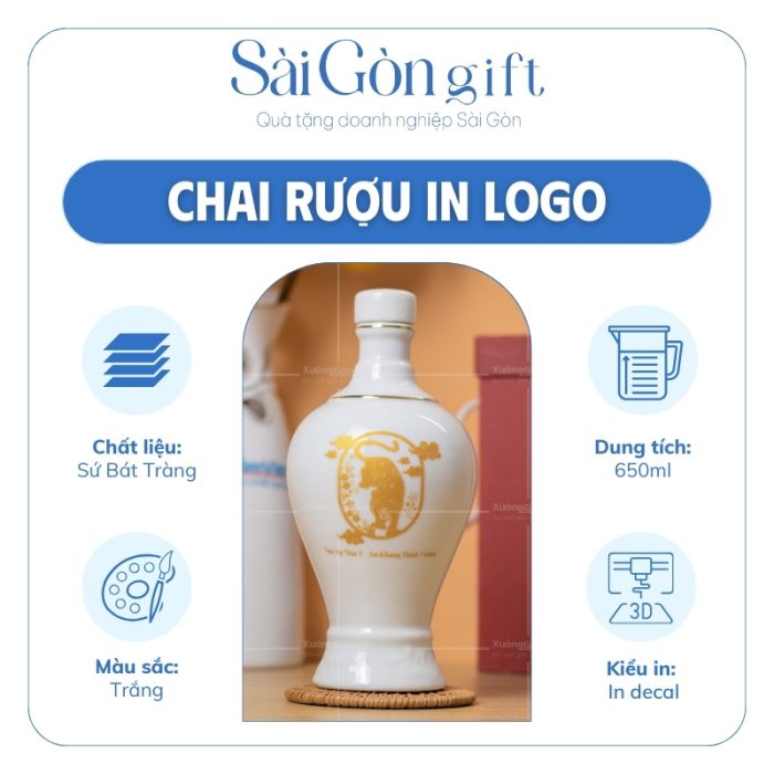Các thông số nổi bật chai rượu Bát Tràng in logo