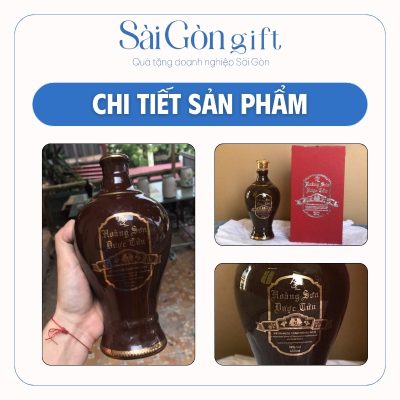 Chi tiết các mặt chai rượu kèm hộp quà lót lụa sang trọng