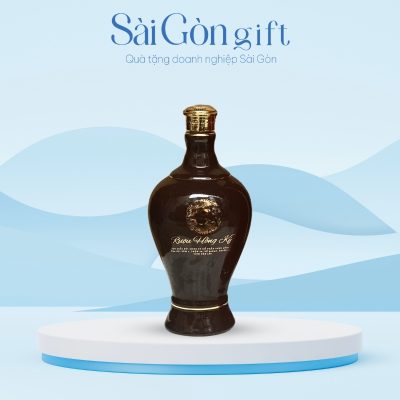 Chai Rượu Bát Tràng Dáng Bầu Cổ Cao In Logo Quà Tặng Tết SG-CR014