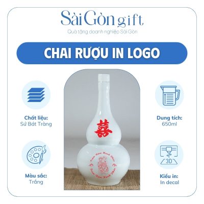 Đặc điểm chai rượu Bát Tràng hồ lô in logo