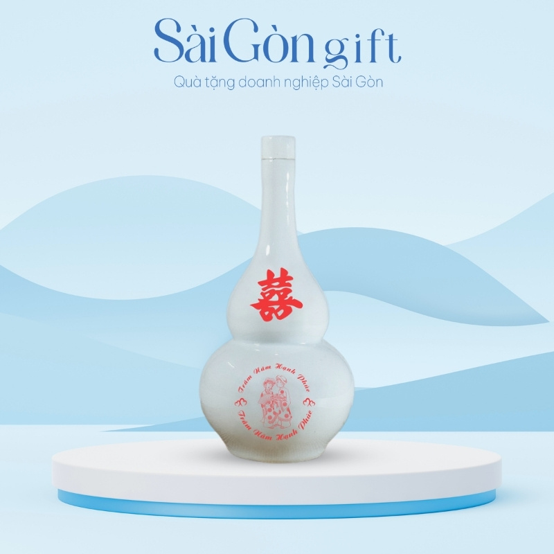 Chai Rượu Bát Tràng Hồ Lô In Logo Quà Tặng Kỷ Niệm SG-CR015