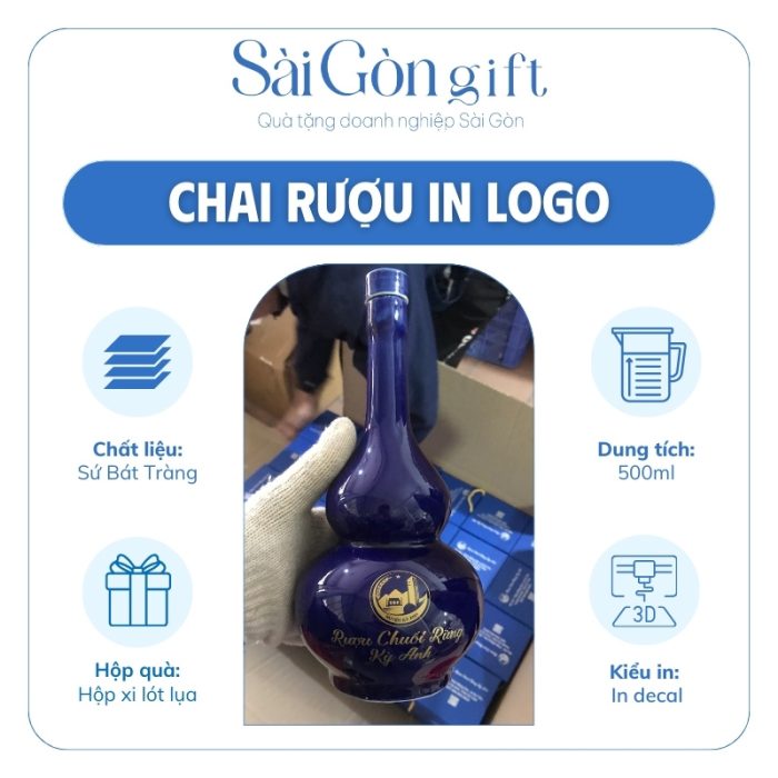 Thông tin nổi bật bình rượu Bát Tràng in logo