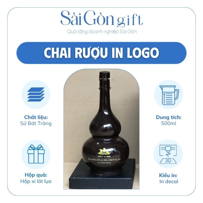 Thông tin cụ thể chai rượu hồ lô in logo