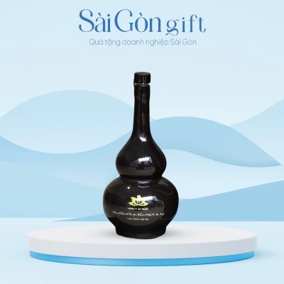 Chai Rượu Bát Tràng Dáng Hồ Lô In Logo Quà Tặng Y Tế SG-CR016
