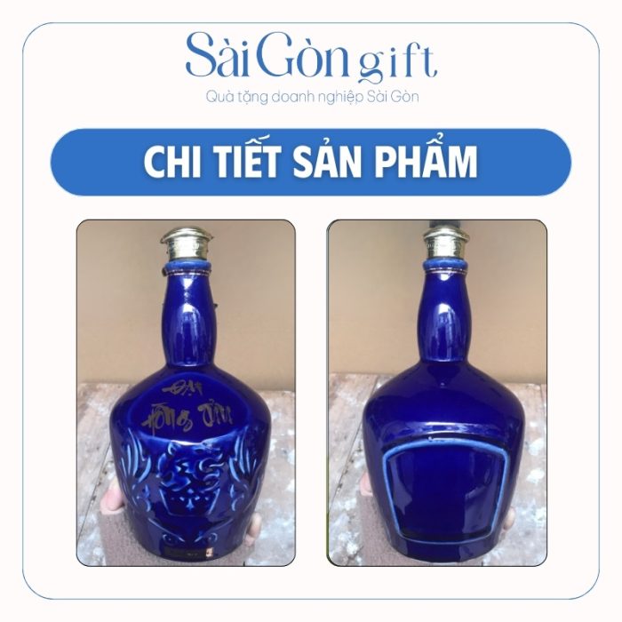 Chi tiết hoa văn mặt hổ và logo trên chai rượu