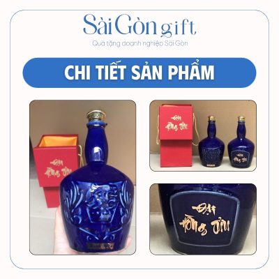 Chi tiết hoa văn mặt hổ và logo trên chai rượu