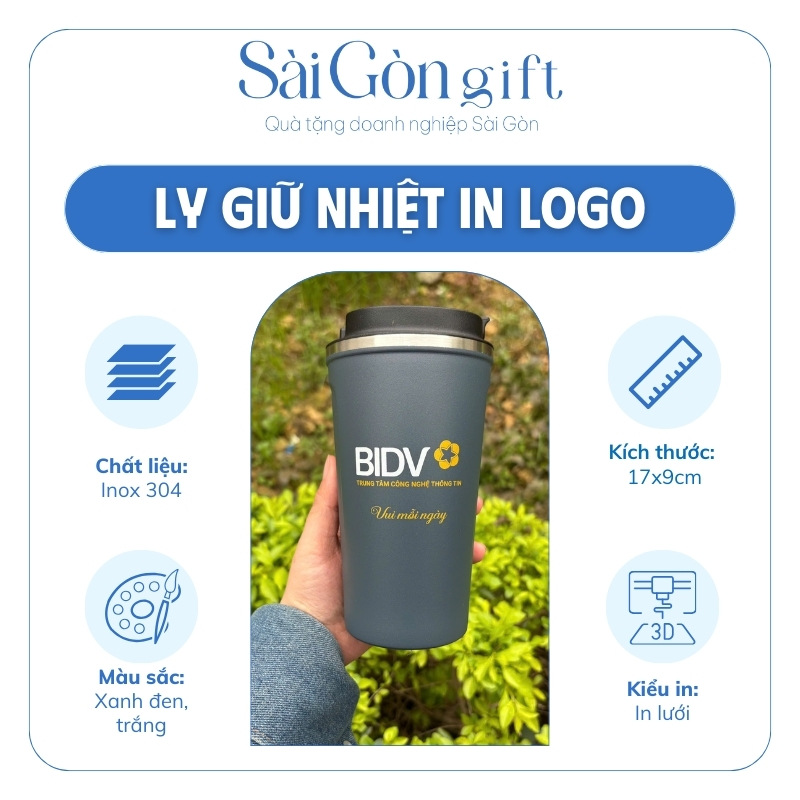 đặc điểm Ly Giữ Nhiệt In Logo BIDV Quà Tặng Ngân Hàng SG-LGN11