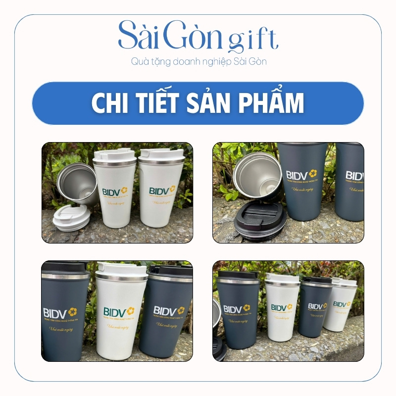 CHI TIẾT Ly Giữ Nhiệt In Logo BIDV Quà Tặng Ngân Hàng SG-LGN11