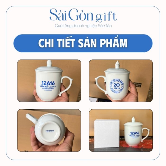 Hình ảnh các mặt cốc và logo in decal trên sản phẩm
