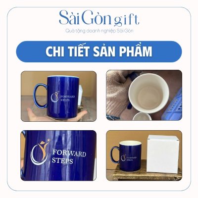 chi tiết Cốc Sứ Màu Dáng Trụ Quai C In Logo Quà Tặng Khách Hàng SG-CS20