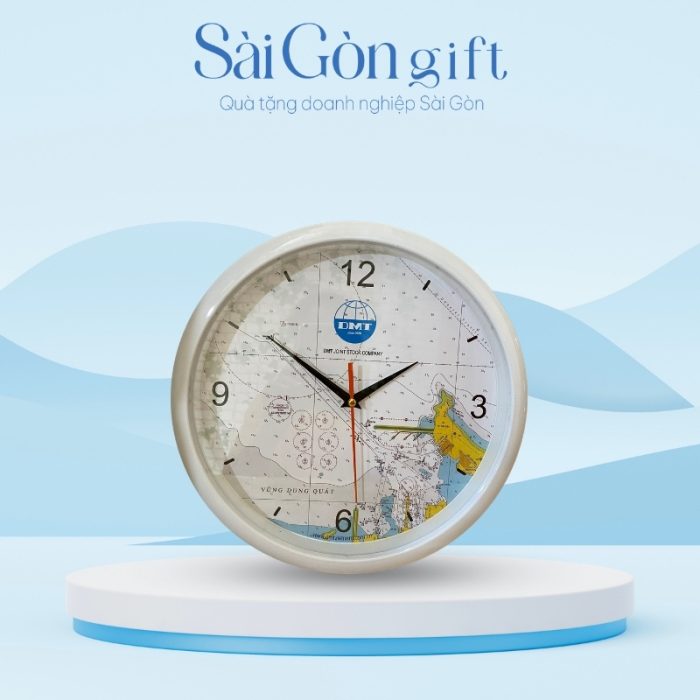 Đồng Hồ Treo Tường 30cm Sơn Trắng In Logo Quà Tặng Nhân Viên SG-DH09