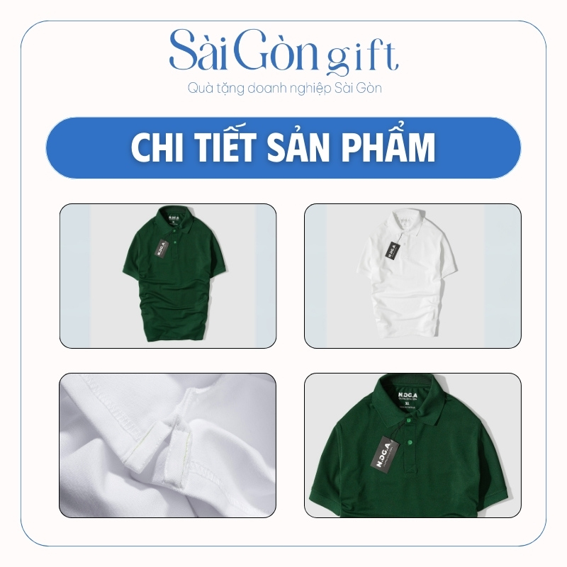 chi tiết Áo Thun Polo Trơn 1 Màu In Logo Quà Tặng Nhân Viên SG-A01