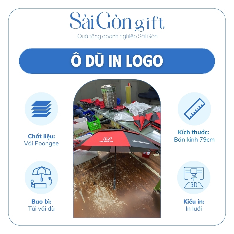 Đặc điểm Dù 2 Tầng Tự Động 1 Chiều In Logo Quà Tặng Khách Hàng SG-OD07