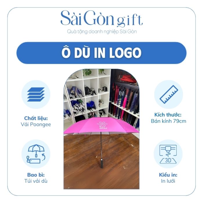 Đặc điểm Dù Cán Thẳng 2 Tầng Nan In Logo Quà Tặng Giáo Dục SG-OD06