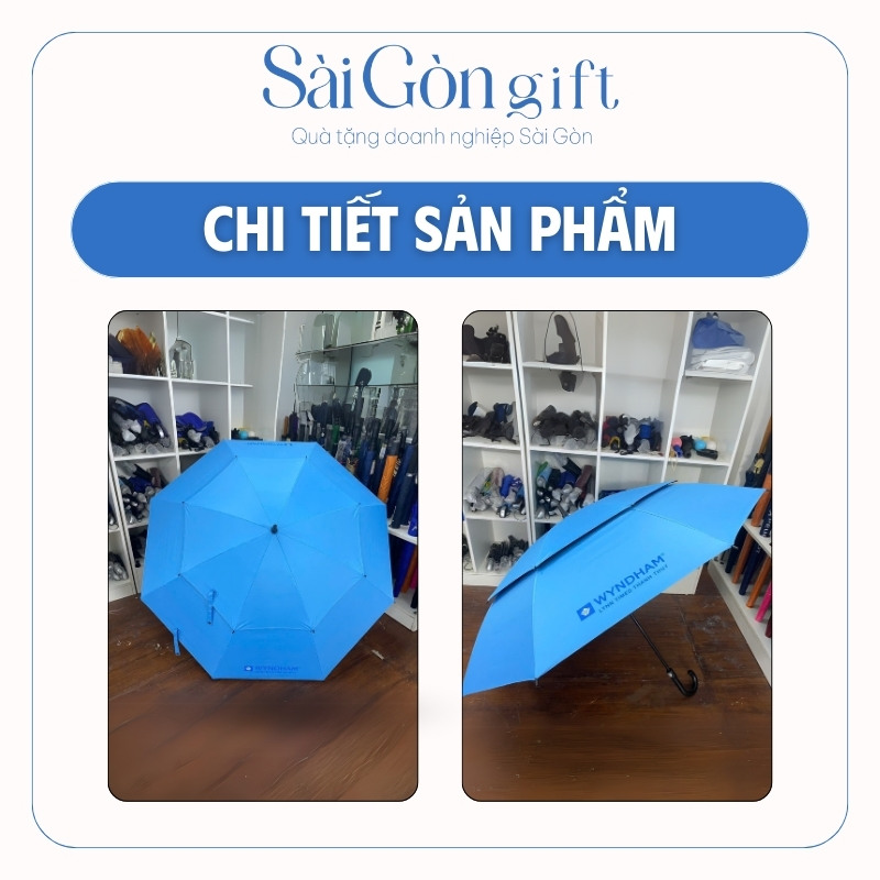 chi tiết Ô Dù Cán Thẳng 2 Tầng In Logo Quà Tặng Nhân Viên SG-OD08