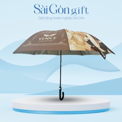 Ô Cán Thẳng Tay Cầm Cong Tự Động 1 Chiều In Logo Quà Tặng Quảng Cáo SG-OD12