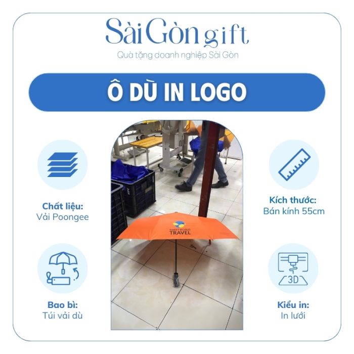 đặc điểm Dù Gấp 3 Tự Động 1 Chiều In Logo Quà Tặng Du Lịch SG-OD10