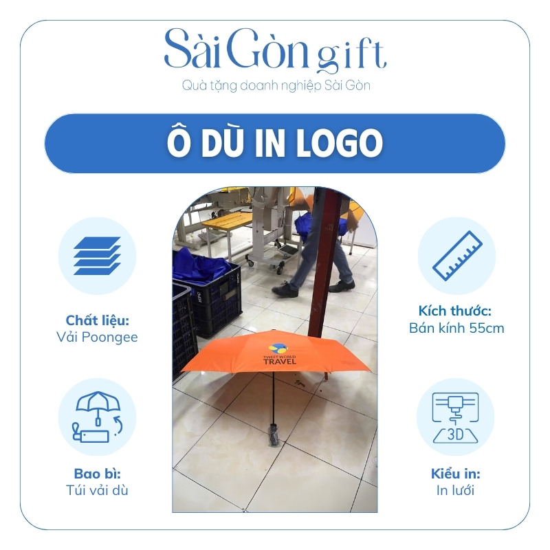 đặc điểm Dù Gấp 3 Tự Động 1 Chiều In Logo Quà Tặng Du Lịch SG-OD10