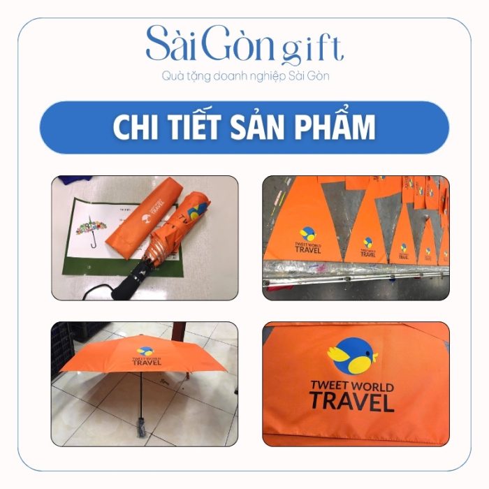 chi tiết Dù Gấp 3 Tự Động 1 Chiều In Logo Quà Tặng Du Lịch SG-OD10