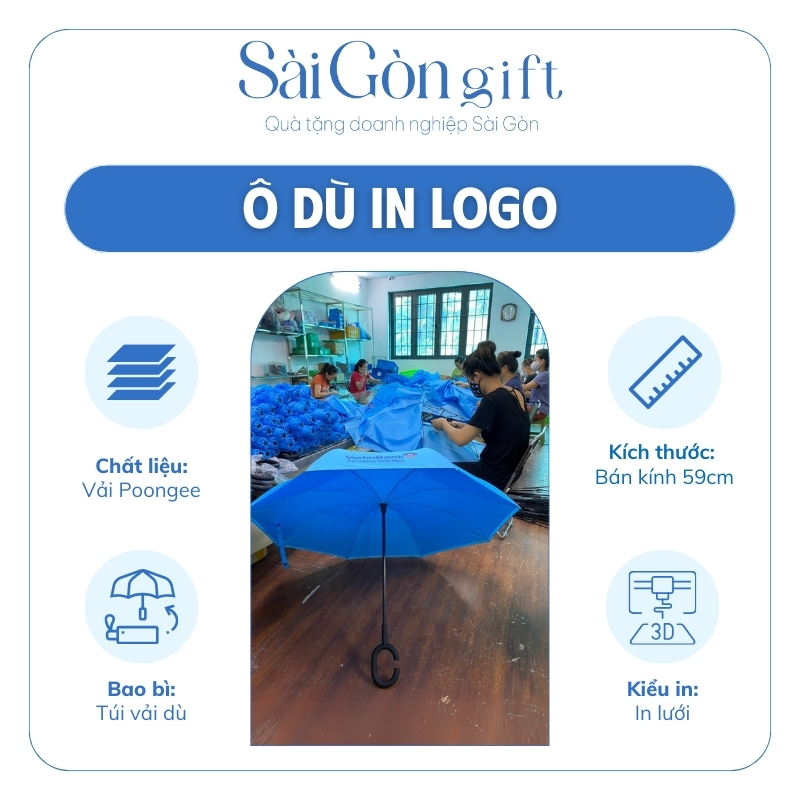 đặc điểm Dù Gấp Ngược In Logo Quà Tặng Ngân Hàng SG-OD03