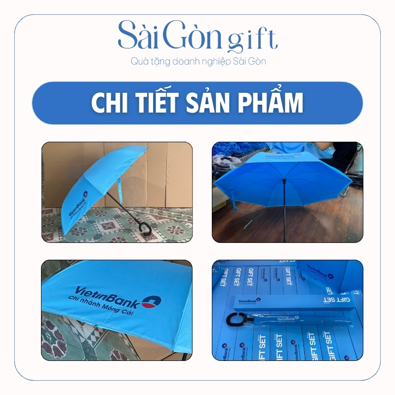 chi tiết Dù Gấp Ngược In Logo Quà Tặng Ngân Hàng SG-OD03