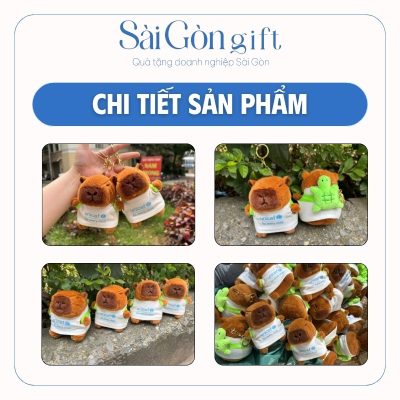 chi tiết Gấu Bông Capybara Đeo Túi Rùa Kèm Móc Khóa In Logo - Quà Tặng Hội Thảo SG-GB03