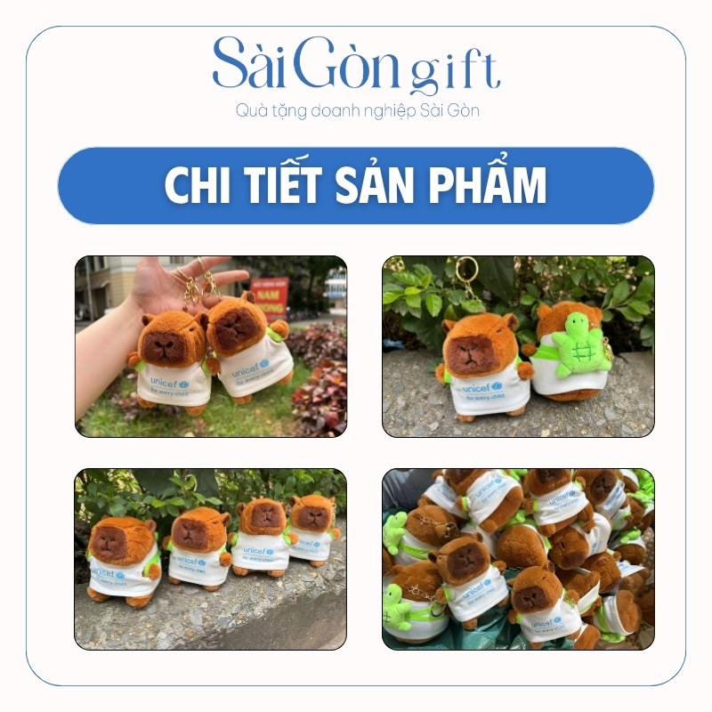 chi tiết Gấu Bông Capybara Đeo Túi Rùa Kèm Móc Khóa In Logo - Quà Tặng Hội Thảo SG-GB03