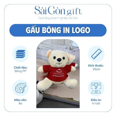 đặc điểm Gấu Bông Lông Mịn In Logo Quà Tặng Ngành Giáo Dục SG-GB05