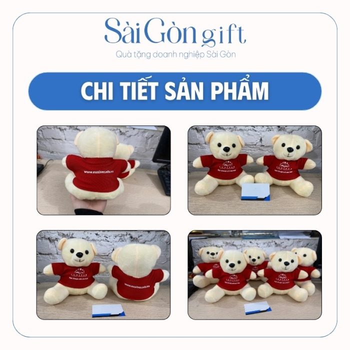 chi tiết Gấu Bông Lông Mịn In Logo Quà Tặng Ngành Giáo Dục SG-GB05