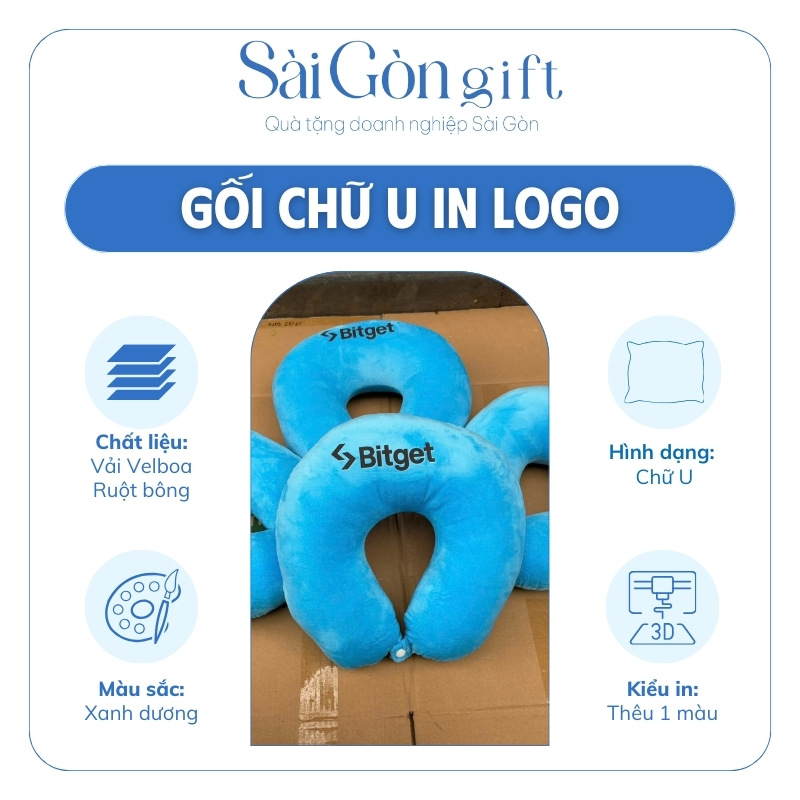 đặc điểm Gối Chữ U Kê Cổ In Logo Quà Tặng Nhân Viên SG-G03