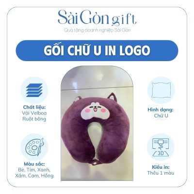 đặc điểm Gối Chữ U Hình Thú Thêu Logo Quà Tặng Du Lịch SG-G02