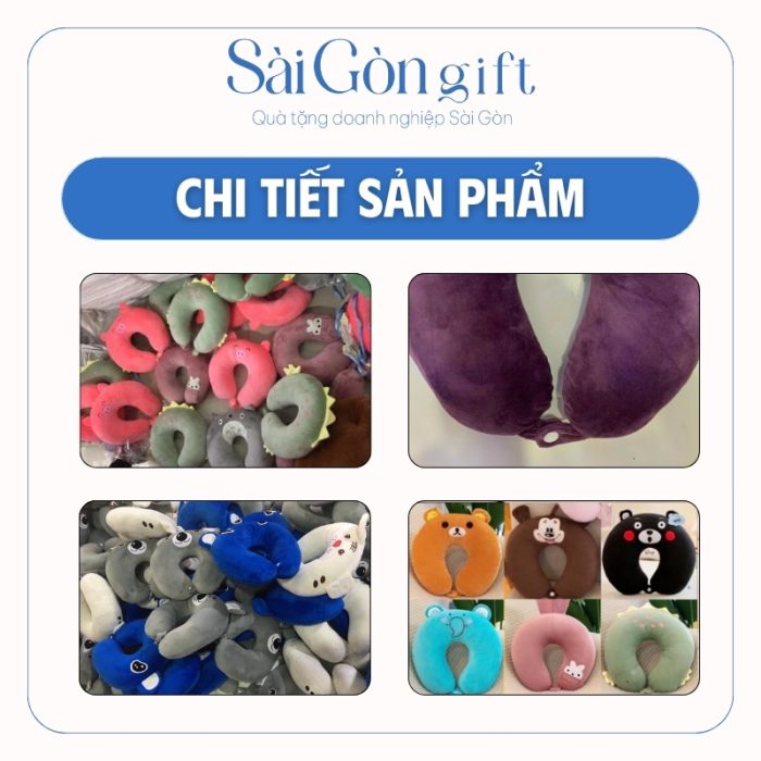 chi tiết Gối Chữ U Hình Thú Thêu Logo Quà Tặng Du Lịch SG-G02