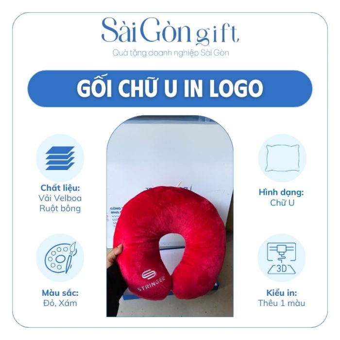 đặc điểm Gối Chữ U Thêu Logo Quà Tặng Khách Hàng SG-G01