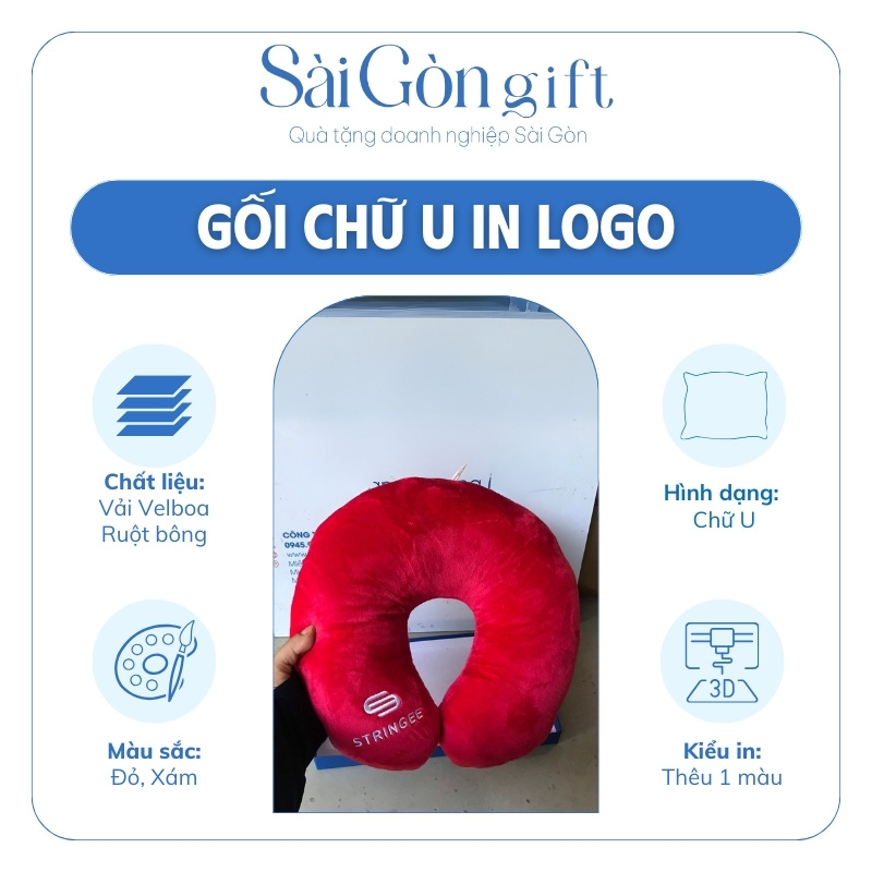 đặc điểm Gối Chữ U Thêu Logo Quà Tặng Khách Hàng SG-G01